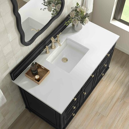 James Martin Vanities 48'' Single Vanity, Black Onyx w/ 3 CM White Zeus Quartz Top 424-V48-BKO-3WZ